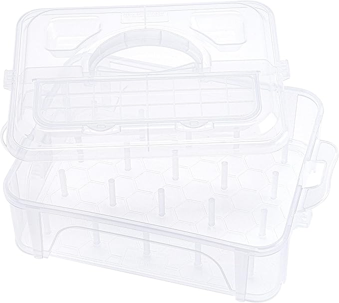 New brothread 1 Layer Stackable Clear Storage Box/Organizer for Holding 20 Spools Home Embroidery & Sewing Thread (Spool Size Requirement: Height≤2.2"/5.6CM; Width≤1.69"/4.3CM)
