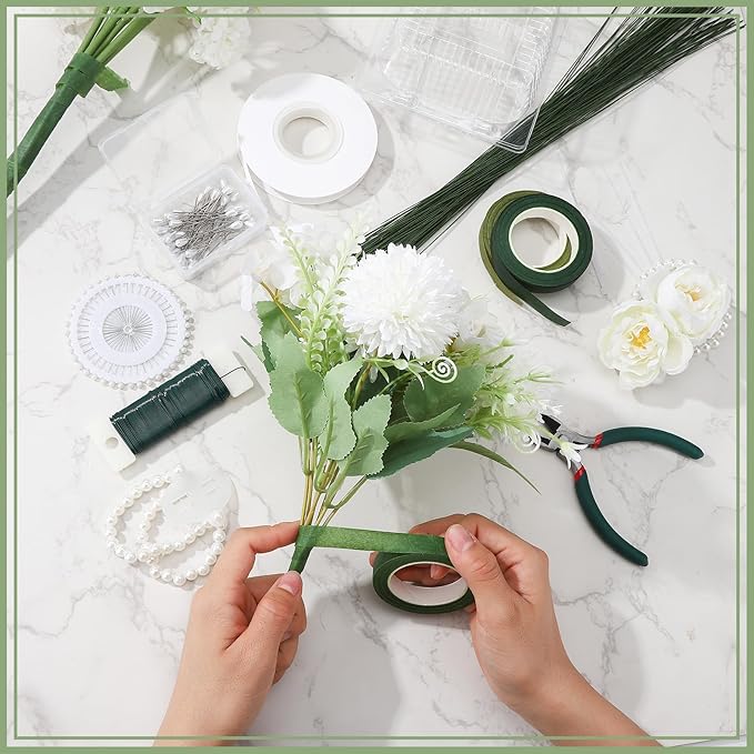 Hoemwarm Wrist Corsage Making Kit Floral Arrangement Supplies DIY Boutonniere Bouquet Craft Set Includes Floral Tape Wire Cutters Pearl Bands Plastic Boxes Ribbon Pins