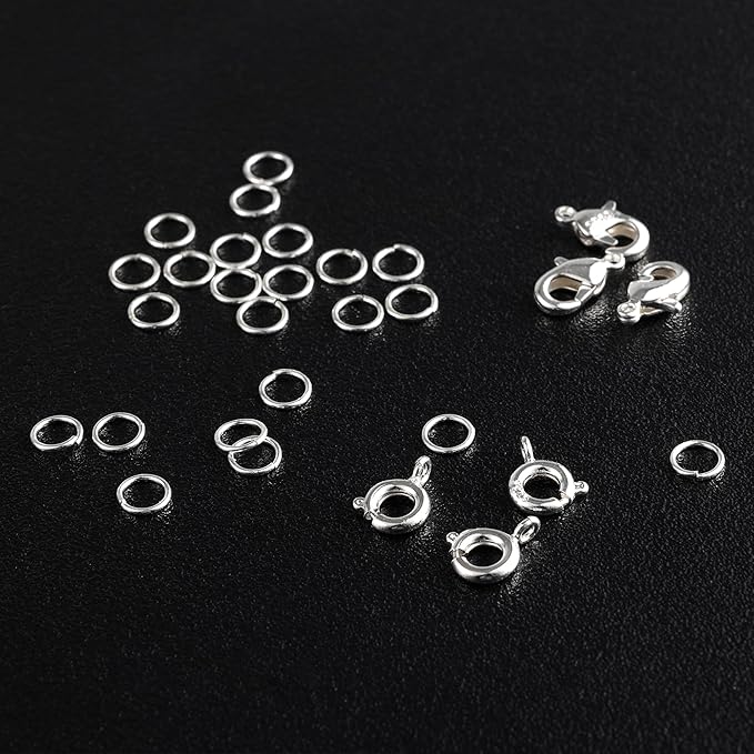 925 Sterling Silver Lobster Claw Clasps Set, Lobster Clasps Connector Closures and Spring Clasps with Open Jump Rings for Necklace Bracelet DIY Jewelry Finding Supplies (26pcs)