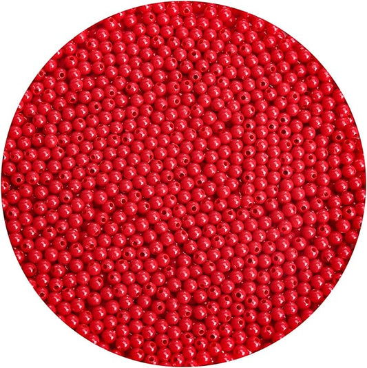 bonny boxx 2000pcs 4mm smooth red acrylic round beads, plastic resin bubblegum balls chunky gumball beads for necklace and bracelet making, crafting supplies