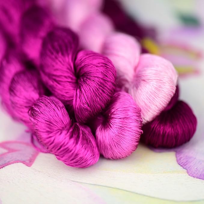 Natural 100% Silk Thread, Handmade Embroidery Thread Silk Floss 9 Colors 110m Each (38)