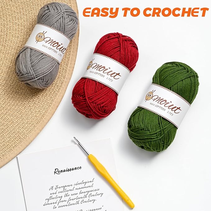 15 Pack 100% Milk Cotton Yarn for Crocheting, 750g/1968.5yd Baby Yarn for Crocheting Soft, Fuzzy 5 Ply Cotton Crochet Amigurumi Yarn for Puzzle/Clothes&Crafts(Set A)