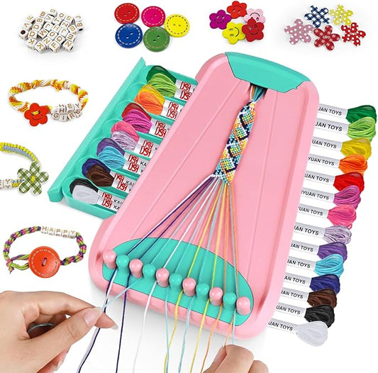 bracelet making kit for girls - friendship bracelet kit - christmas gifts for ages 6 7 8 9 10 11 12 year old girl birthday gifts, arts and crafts for kids ages 8-12 teen string bracelets maker pink