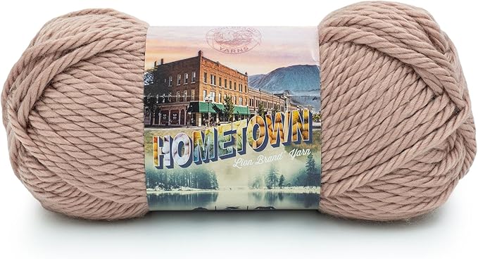 Lion Brand Yarn Hometown Yarn, Super-Bulky Yarn for Knitting, Crocheting, and Crafting, 1 Pack, Highland Park Beige