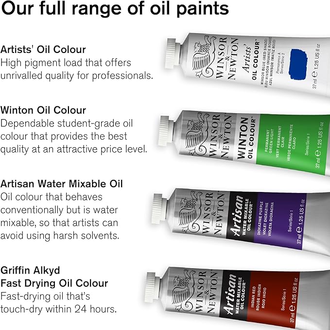 Winsor & Newton Winton Oil Color Paint Set, 10 x 12ml (0.4-oz) Tubes