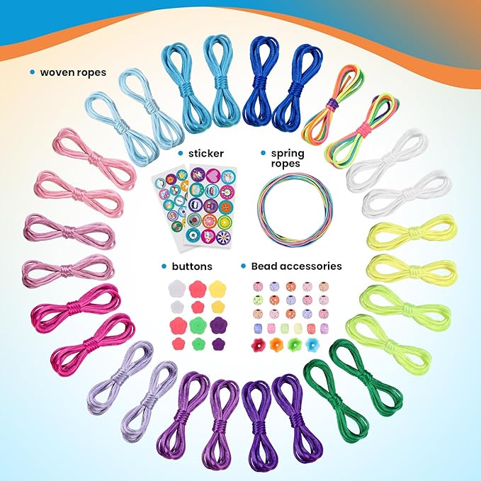 DDAI Friendship Bracelet Refill Pack for Kids 6+ – Bracelet Making Refill Supplies with Extra Cords, Charms & Stickers, DIY Arts and Craft Accessories