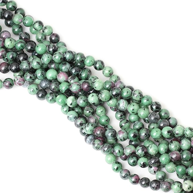 45PCS 8mm Natural Ruby Zoisite Jasper Gemstone Round Loose Beads for Jewelry Making 1 Strand 15"
