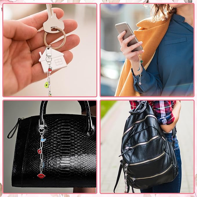 Tondiamo 286 Pcs Silver Keychain Making Kit Bulk Bag Charm Kit 120 Charms 20 Keychain Clips with Key Ring Swivel Snap Hook Lobster Claw Clasps 120 Jump Ring 25 Extender Chain Jewelry Plier DIY Craft