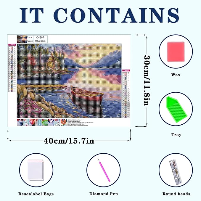 DOTZSO Landscape Diamond Painting Kits for Adults, Easy DIY 5D Round Full Drill Diamond Art kit Diamond Dot Crystal Gem Art and Craft for Beginners Home Wall Decor 12x16 Inches