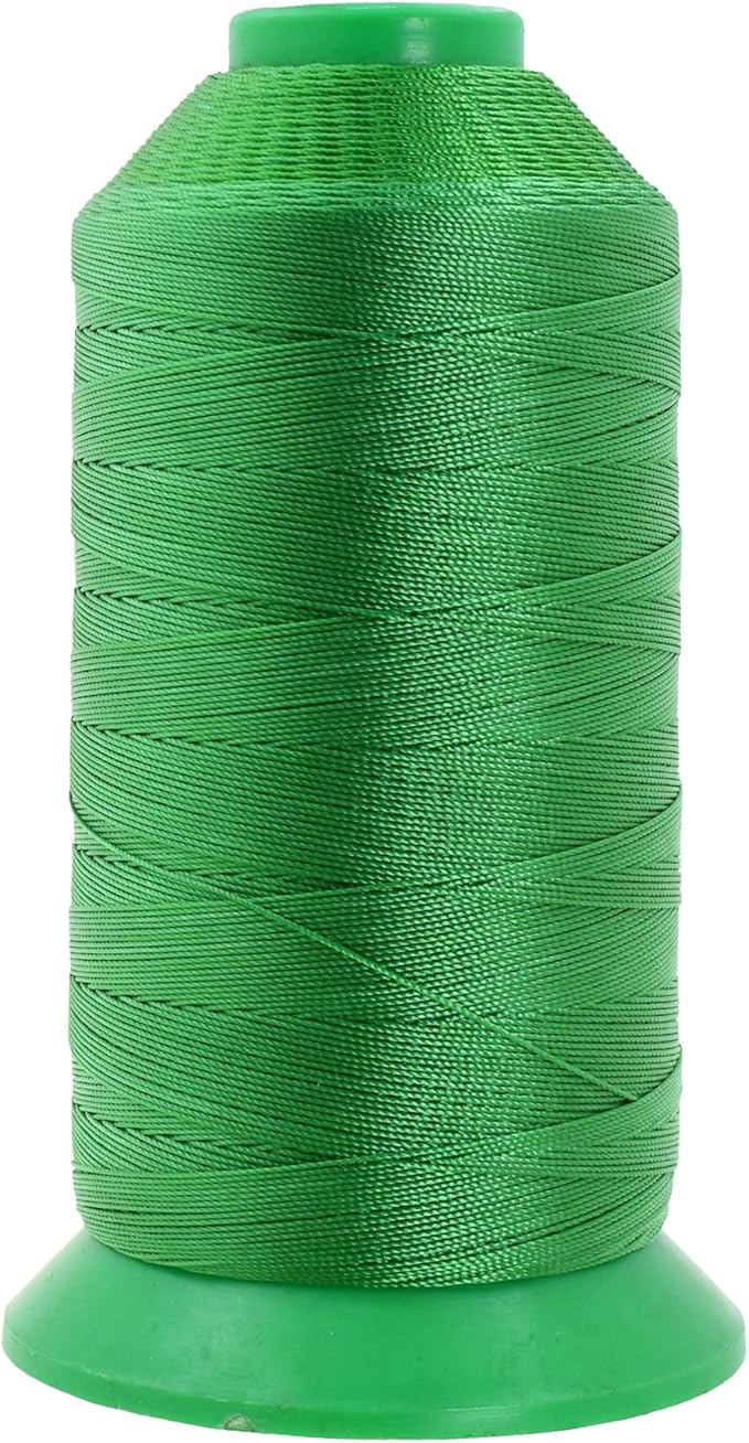 Mandala Crafts Size 138 420D T135 Bonded Nylon Thread - Green 1250 YDs Tex 135 Heavy Duty Sewing Threads for Leather, Jeans, Weaving, Outdoor Marine Upholstery