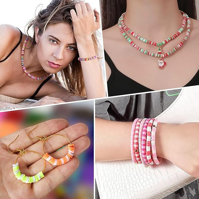 JMUQ 28 Strands Black&Brown Clay Beads Bracelet Making Kit, Friendship Preppy Flat Polymer Clay Heishi Beads for Bracelets Jewelry Making Kit, DIY Arts and Crafts Gifts