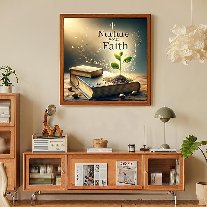 Faith Diamond Art Kits for Adults, Book Diamond Painting Kits for Adults Beginners, DIY 5D Diamond Painting with Round Gem Art Kits for Gift Home Wall Decor 14x14 Inch