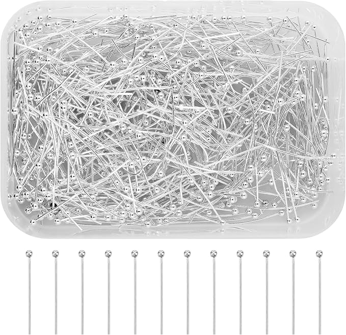 Mandala Crafts 1 Inch Silver Ball Head Pins for Jewelry Making Earring Making Supplies - 500 Jewelry Findings for Making Earrings DIY Bracelets Rosary Charms