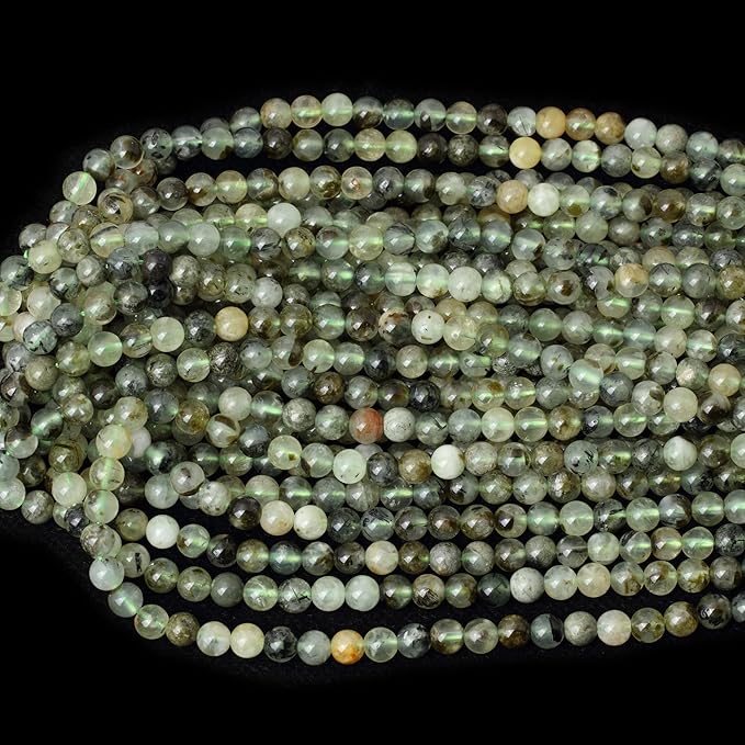 cheavian 60pcs 6mm natural prehnite gemstone smooth surface round loose beads for jewelry making 1 string 15 inches