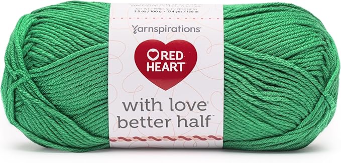Red Heart with Love Better Half Aloe Yarn - 5 Pack of 100g/3.5oz - 50% Acrylic 50% Cotton - #4 Worsted (Medium) - 174 Yards - Knitting/Crochet