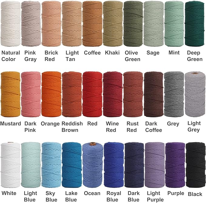 Macrame Cord 3mm 220yards (200 Meters) Light Tan Macrame Supplies Macrame Yarn, Colored Cotton Rope, Colored Cord for DIY