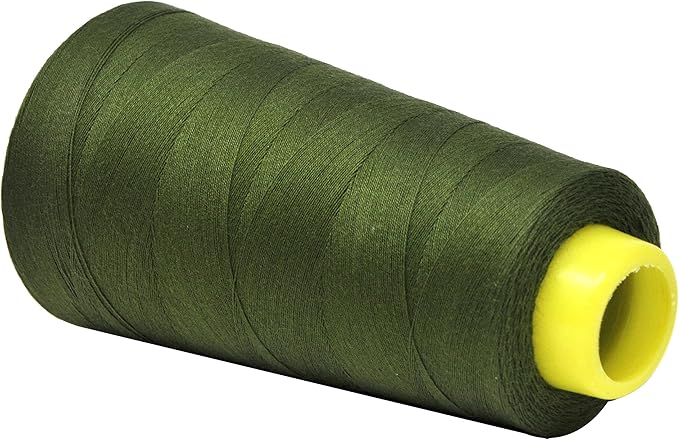Mandala Crafts Olive Green Thread Cones for Machine and Hand Quilting - 2400 Yds 50 WT Multiple Purpose Mercerized 100% Cotton Threads for Sewing Machine Serger Embroidery
