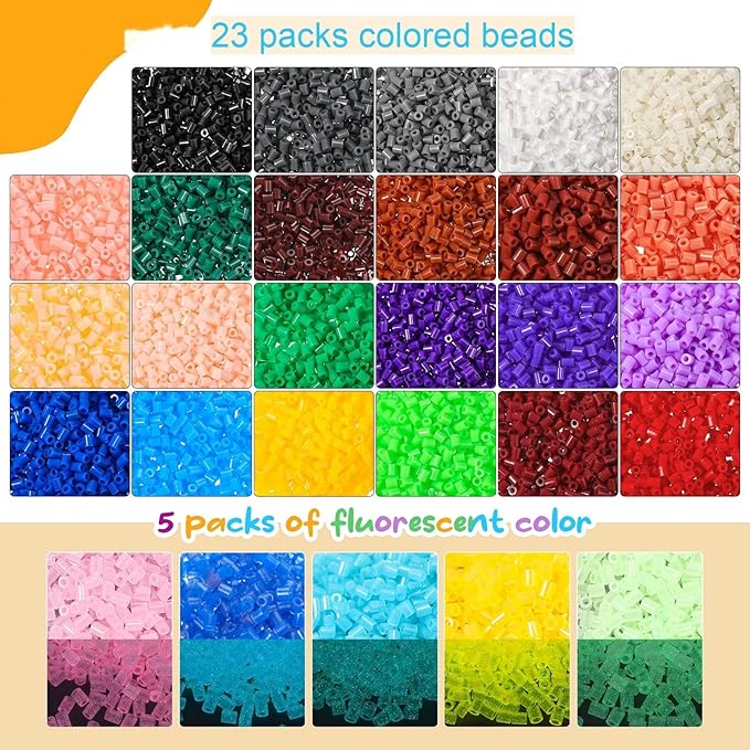 Libima 28000 Pcs 28 Colors Fuse Beads Bulk for Kids Art and Crafts Assorted Iron Beads Set Multicolored for Birthday Gift Bracelet Making Accessories (2.6mm)