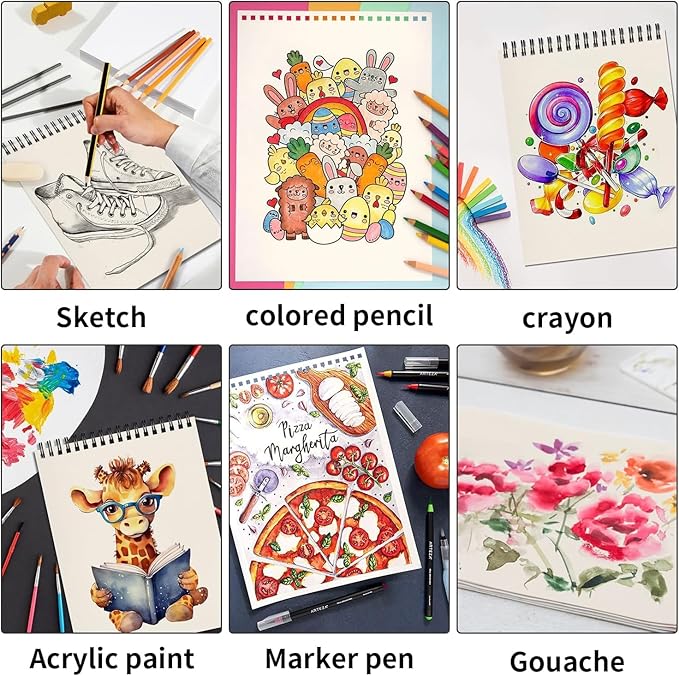 OSIMIG 20 Pack Sketch Books 5.5" x 8.5", Top Spiral Bound Sketch Pad, Mini Sketchbook Bulk for Kids, 600 Sheet Drawing Paper (68lb/100gsm), Drawing Pad for Beginger, Art Supplies