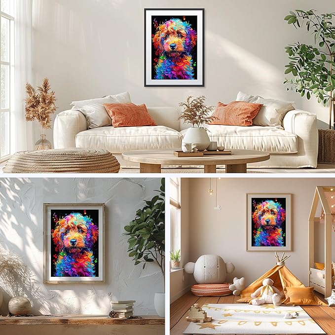 NAIMOER Dog Diamond Painting Kits for Adults, DIY 5D Full Drill Colorful Puppy Diamond Art Kits Diamond Dots Pictures Perfect for Relaxation and Home Wall Decor 30x40cm