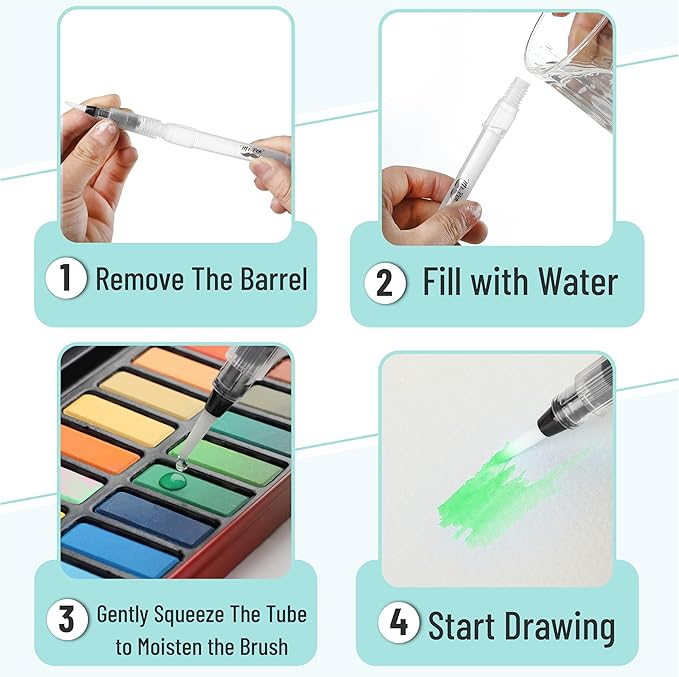 Mr. Pen- Watercolor Brush Pens, 6 Pack, Watercolor Brushes Set, Watercolor Pens for Adults, Water Brush Pen, Water Color Pens, Watercolor Brush Set, Refillable Brush Pen, Water Brushes for Watercolor