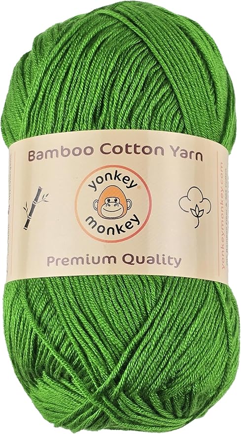 10-Pack of Yonkey Monkey 500 Grams Yarn - 70% Rayon derived from Bamboo, 30% Cotton - Imported - Grass Green 9035