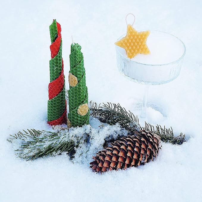 Christmas Candle Rolling Kit - Beeswax Candle Making Kit for Kids & Adults (Christmas, Hanukkah, Kwanzaa) - DIY Winter Candles Craft Project