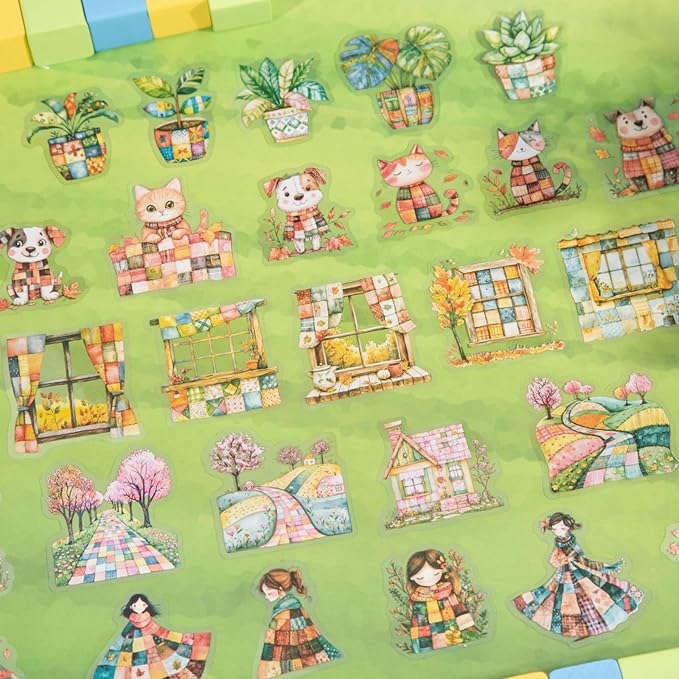 60 Pieces Vintage Aesthetic Scrapbooking Stickers with Pastoral Style Scenes for Junk Journals, Card Making, Planners, Phone Cases, Office DIY Crafts (6 Pack)