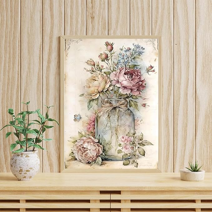 ARPADAMO Diamond Art Kits for Adults,5D Vintage Boho Diamond Painting DIY Flower Diamond Art Diamond Painting Kit for Adult,Round Full Drill Diamonds, Diamond Art Kits for Home Decor-12x16inch