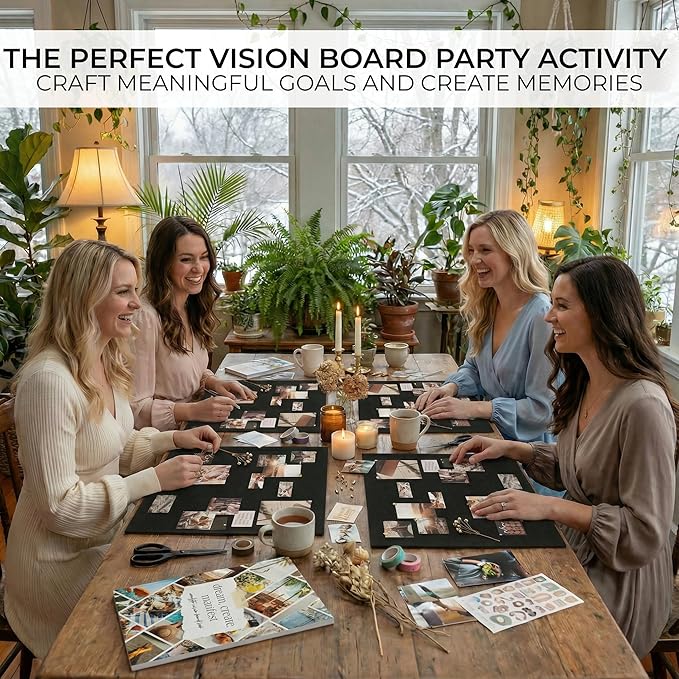 Inspirational Vision Board Kit – Complete Set with Vision Board Book & Felt Board, Motivational Pictures & Quotes to Map Your Goals & Dreams - The Perfect Supplies to Visualize Goal Setting & Success