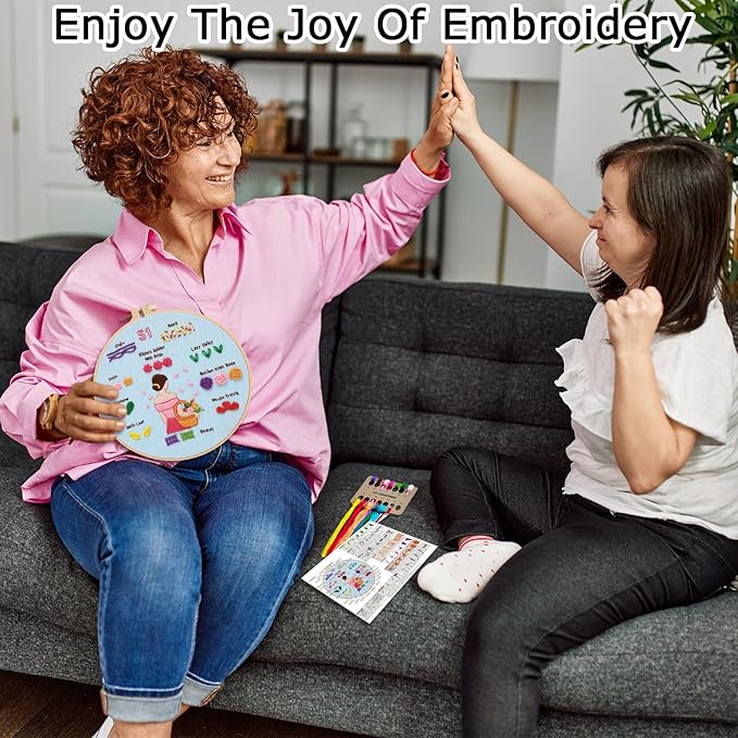 Nuberlic 3 Pack Embroidery Kit for Adults Beginners - Learn 28 Stitches Practice Samplers Starter Cross Stitch Kit DIY Needlepoint with Hoop, Color Threads, Needles and Step-by-Step Instructions