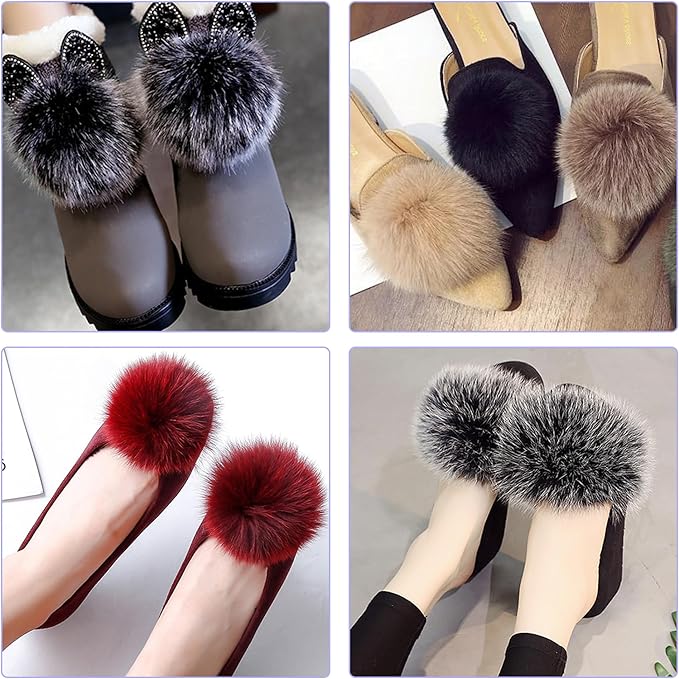 SIQUK 60 Pieces Faux Fur Pom Pom for Hats Fluffy Fox Pom Pom with Elastic Loop for Knitting Hats Beanies Scarves Gloves Keychains Bags（15 Colors, 4 Pcs/Color）