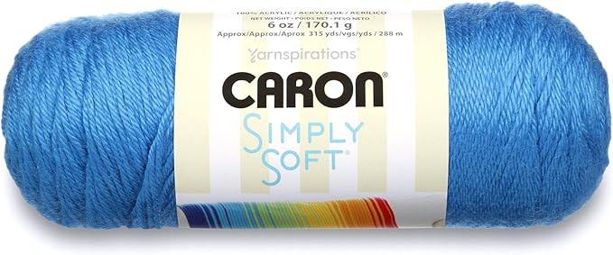 Caron Simply Soft Party Solids Yarn, Gauge 4 Medium Worsted, - 6 oz - Cobalt Blue