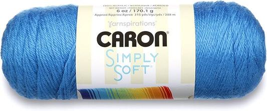 Caron Simply Soft Party Solids Yarn, Gauge 4 Medium Worsted, - 6 oz - Cobalt Blue