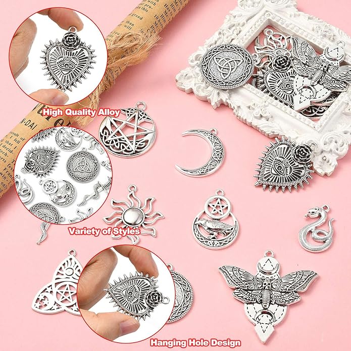 Antique Silver Cross Drink Insect Animal Theme Charms for DIY Jewelry Bracelet Necklace Earring Keychain Decor