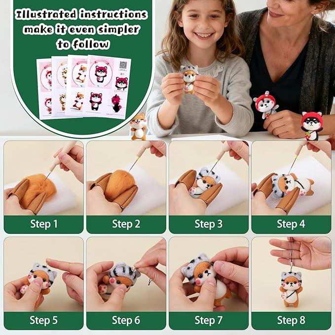UOOU Needle Felting Kit, Needle Felting Starter Kit with 6 Pcs Colorful Needle Felting Needles and Instructions, Wool Felting Supplies for Festival and Crafts