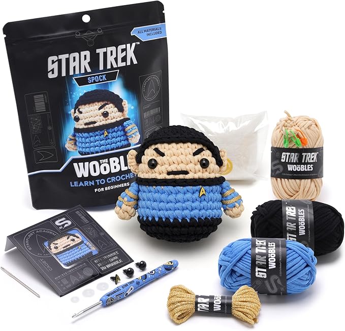 The Woobles Star Trek Crochet Kit for Beginners with Easy Peasy Yarn as seen on Shark Tank – Arts & Crafts Adult Knitting Kit with Step-by-Step Video Tutorials - Spock