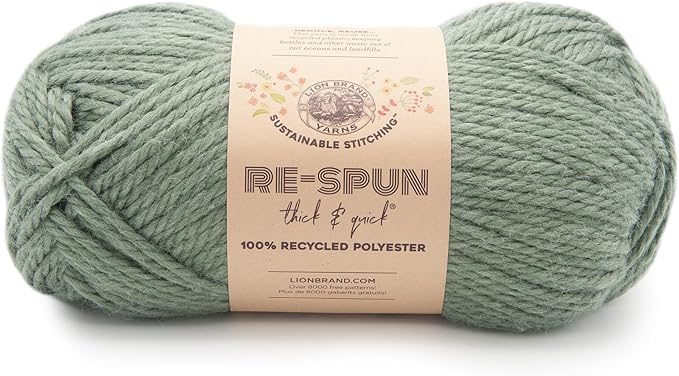 Lion Brand Yarn, Re-Spun Thick & Quick Super Bulky Yarn for Knitting, Crochet, and Crafts, Spruce, 1 Pack, Soft Fiber for Chunky Blankets, Bulky Throws, and Cozy Sweaters