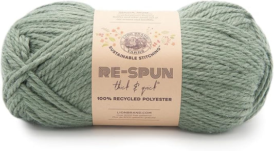 Lion Brand Yarn, Re-Spun Thick & Quick Super Bulky Yarn for Knitting, Crochet, and Crafts, Spruce, 1 Pack, Soft Fiber for Chunky Blankets, Bulky Throws, and Cozy Sweaters
