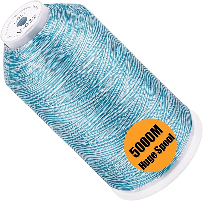 New brothread - Single Huge Spool 5000M Each Polyester Embroidery Machine Thread 40WT for Commercial and Domestic Machines - Variegated Color-V-032