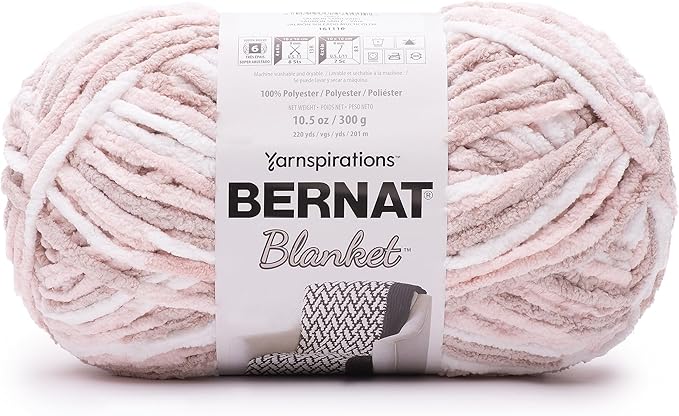 Bernat Blanket Super Bulky Acrylic Yarn - 2 Pack of 300g/10.5oz #6 Chunky Chenille Heavy Weight Yarn for Knitting and Crocheting, Amigurumi, Thick Blankets (Salmon Sand Varigates, 220 Yards 2-Pack)