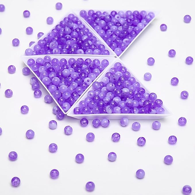 bonny boxx 1000pcs 6mm purple jade round beads, smooth acrylic balls, plastic resin gumball bubblegum chunky beads for necklace & bracelet making, crafting supplies