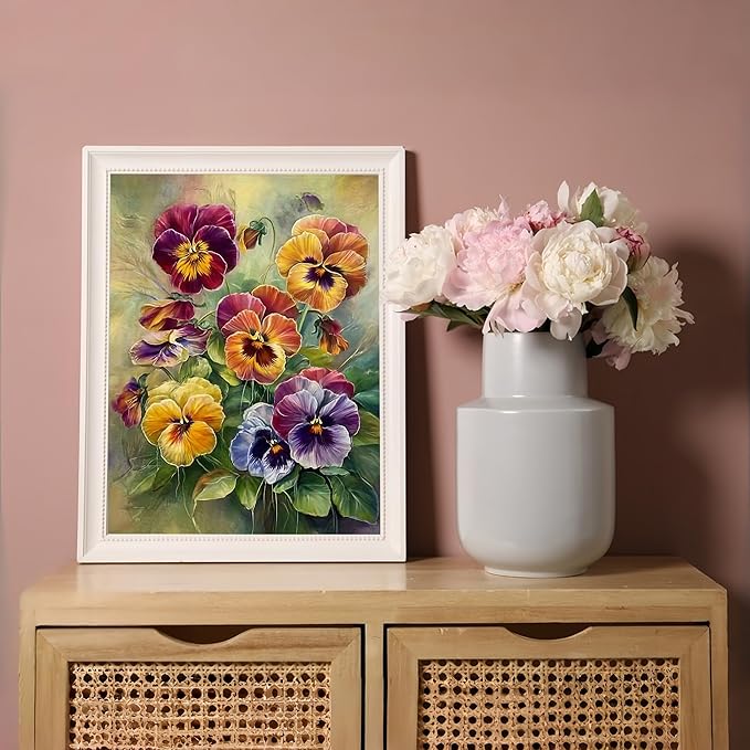 Diamond Art Kits for Adults Flower, DIY 5D Diamond Painting Kit for Beginners, Full Round Drill Gem Art Dots for Adults, Diamond Dots Paintings Crafts Home Wall Decor 12X16 Inch