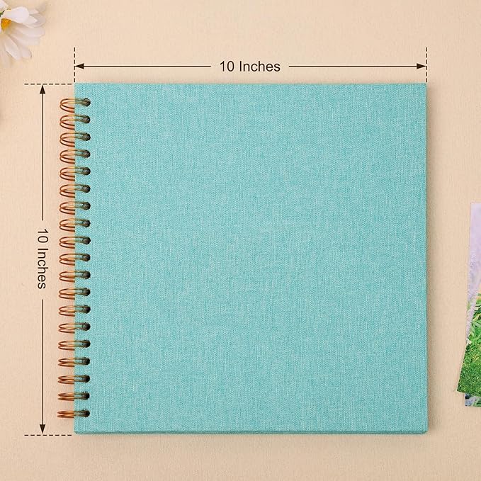 Scrapbook Photo Album 10x10 Inches 40 Pages Hardcover Kraft Paper Linen Cover Scrap Book Memory Book DIY Scrapbook Albums for Wedding Baby Boyfriend Travel Anniversary Family, LightBlue