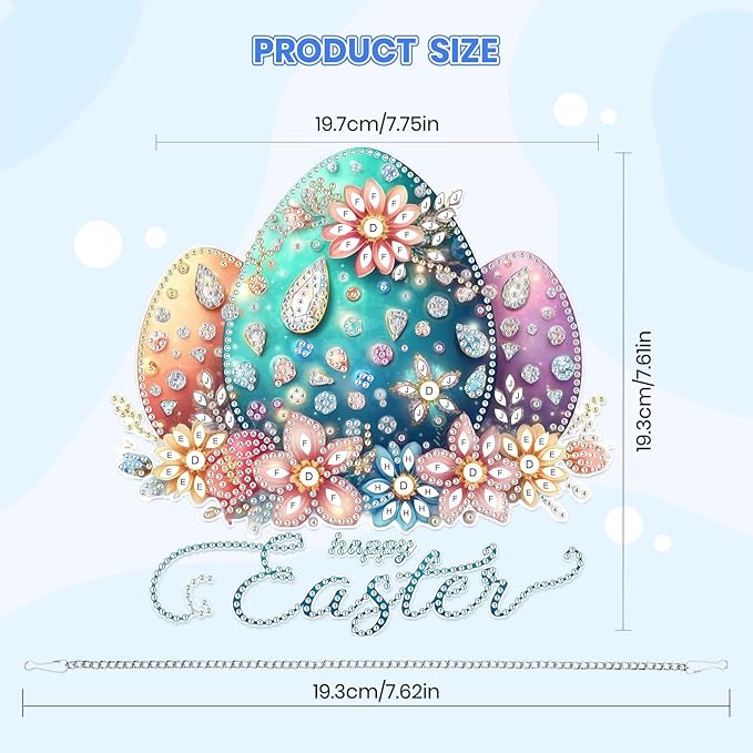 MOGTAA Easter Egg Diamond Art Hanging Kits for Adults Beginners, Flowers Diamond Art Suncatchers, 5D Special Shape Landscape Diamond Painting Window Pendant Kit for Home Garden Wall Decor