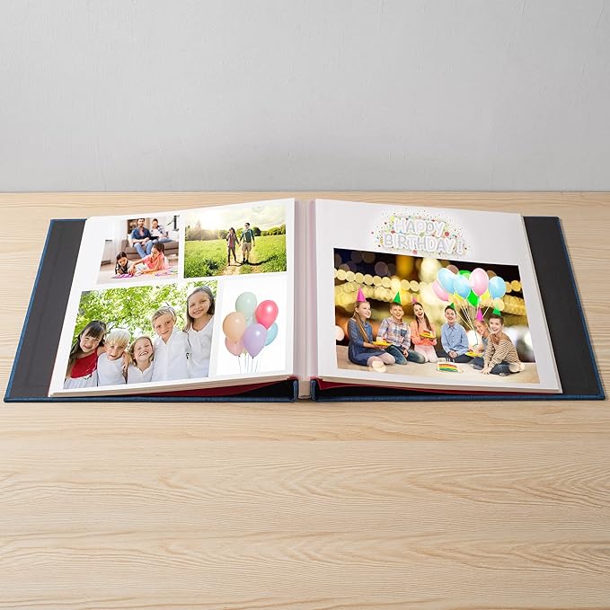 Blue Photo Album Self Adhesive Scrapbook Album for 4×6 Photos/Pictures DIY Linen Cover Album 15 Sheets/30 Blank Pages for Family Wedding, Birthday, Christmas, Anniversary
