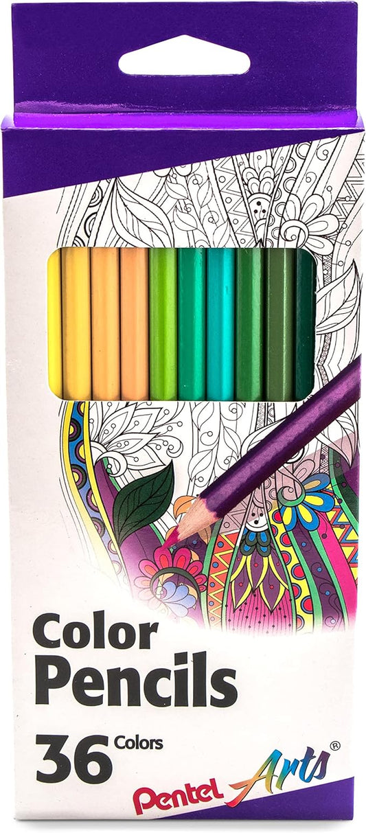 Pentel Arts Color Pencils - Assorted Colors, 36-Pack (CB8-36)