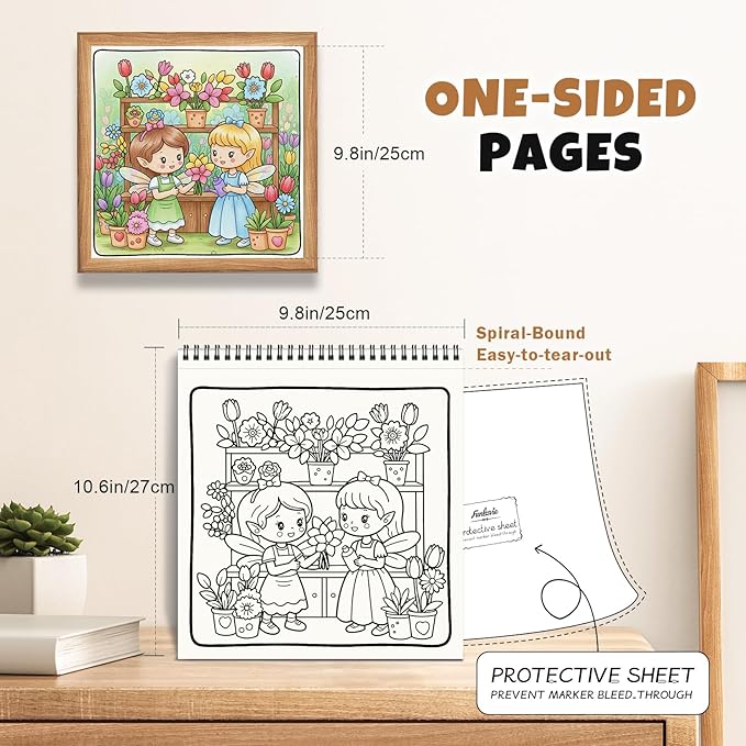 Cozy Coloring Book for Adults and Kids – Featuring Fairy’s Urban Life and Comfy City Flower Fairy Scenes, Bold and Easy, Cute Coloring Book for Teen Relaxation & Mindfulness Gift, Spiral Bound Design