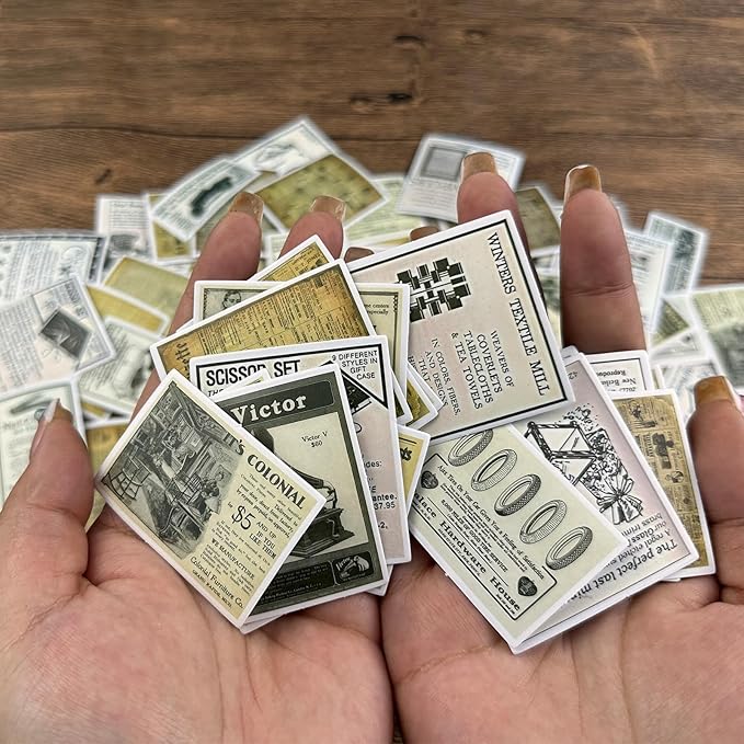 Vintage Stickers for Scrapbooking, Retro Newspaper Stickers for Journaling, Decorative Stickers Aesthetic Vinyl Stickers for Junk Journal Diaries Collage DIY Crafts