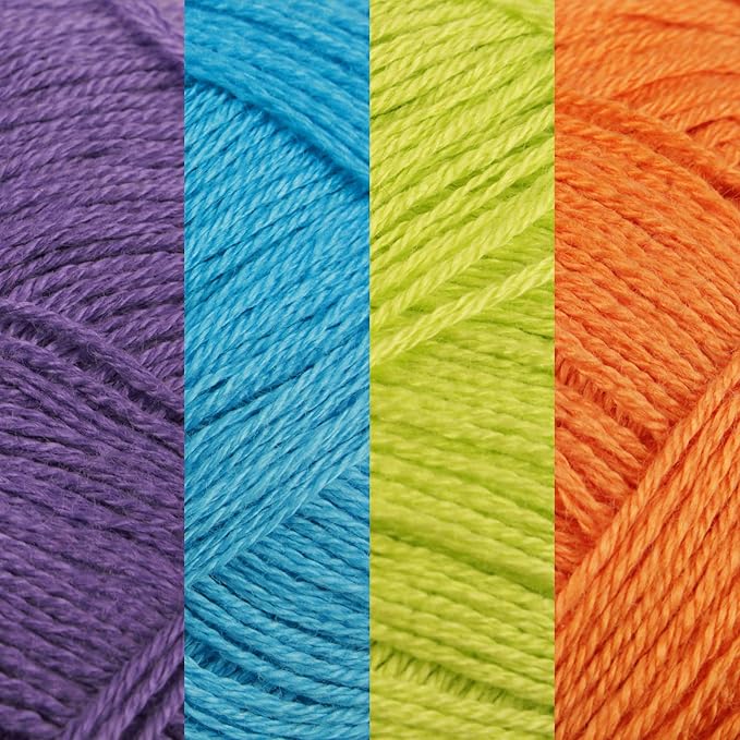 JubileeYarn Baby Soft Bamboo Cotton Yarn - 50g/Skein - Shades of Tropical Colors - 4 Skeins